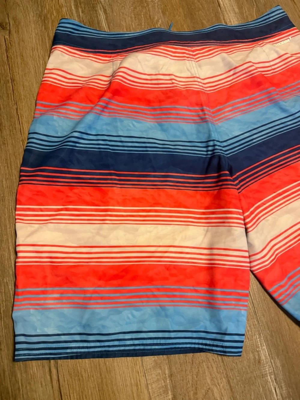 Under Armour Men’s Red, Blue & White Striped Swim Board Shorts